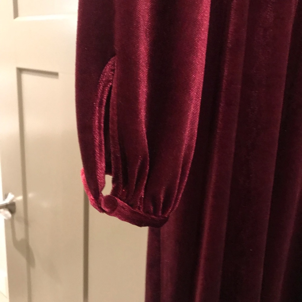 Burgundy Velvet Midi Dress - Picture 5 of 5